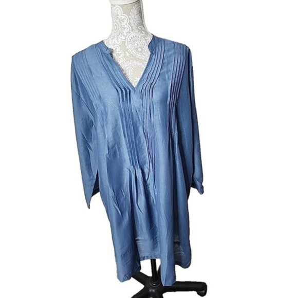 Fresh Produce Blue Tunic Top Blouse Lagenlook Minimalist XXL - Picture 3 of 9